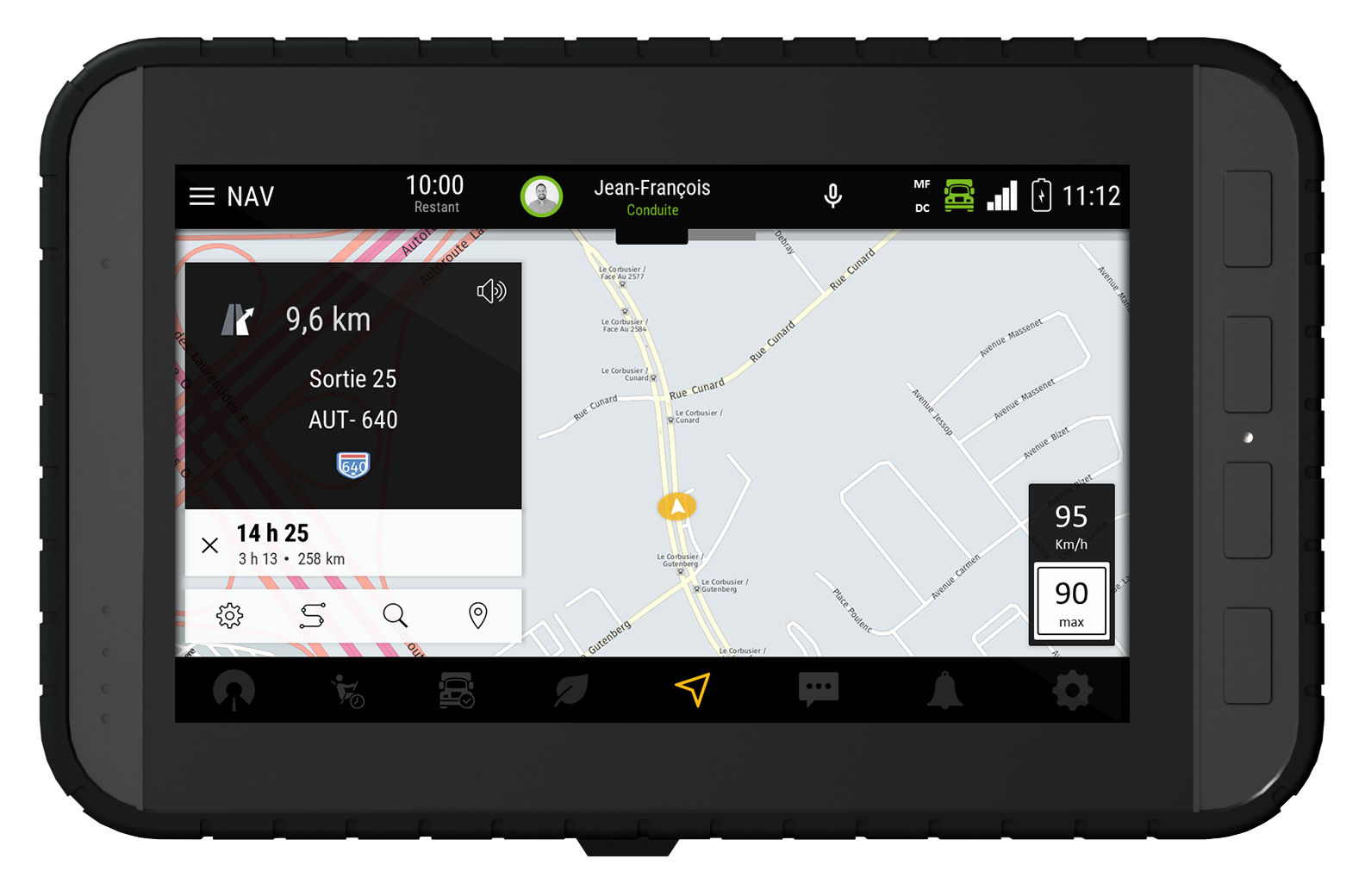 capture d'écran du système de navigation de INGtech sur mobile